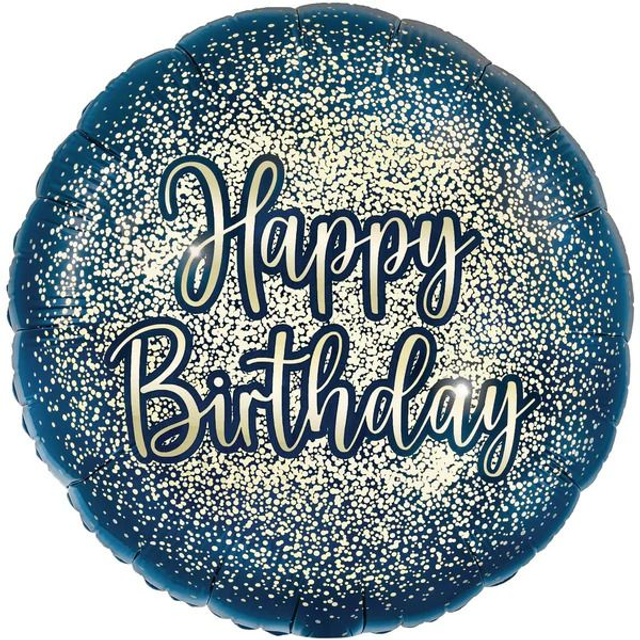 18" METALLIC GLITTER BIRTHDAY NAVY GOLD FOIL