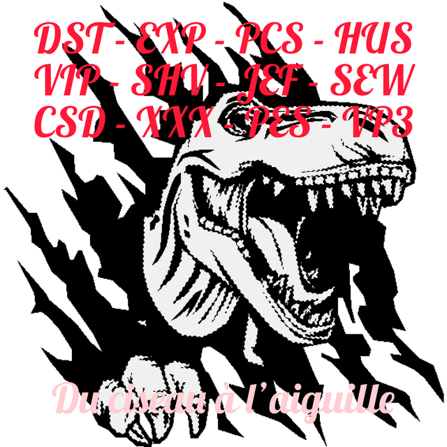 fichier broderie T-Rex - Cadre 10x10 / 12 Formats