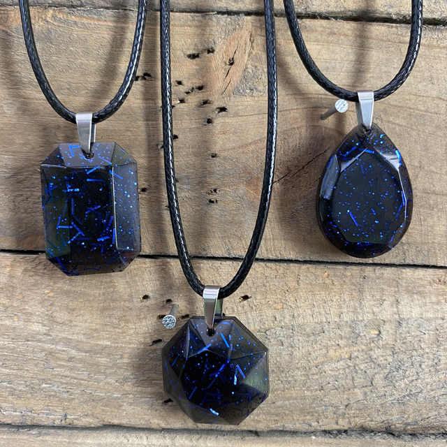 Collier Lacet Glitter Amber Bleu