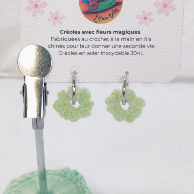 Créoles argentées Pampillettes Vertes noisette