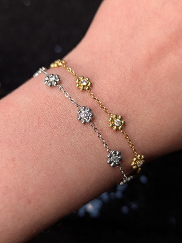 Bracelet fleurs zircon 