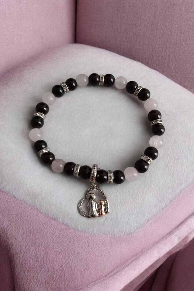 Bracelet Pandolith Grenat et Quartz rose