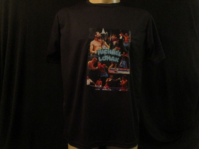 Michael 'The Look' Lomax ABA Champion Prizefighter 3 Boxer Picture T-Shirt (Blue Bubble) ADULT 100% Polyester Crew Neck BLACK (Large) Top