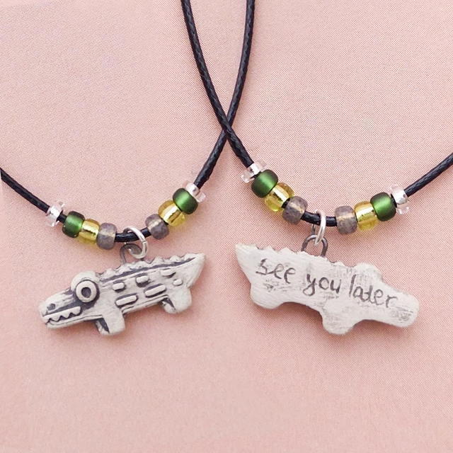 Alligator necklace - alligator see you later - handmade - funny crocodile pendant - personalized gifts