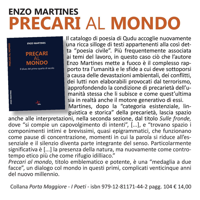Enzo Martines, "Precari al mondo. Il blues del primo quarto di secolo", qudulibri 2026 