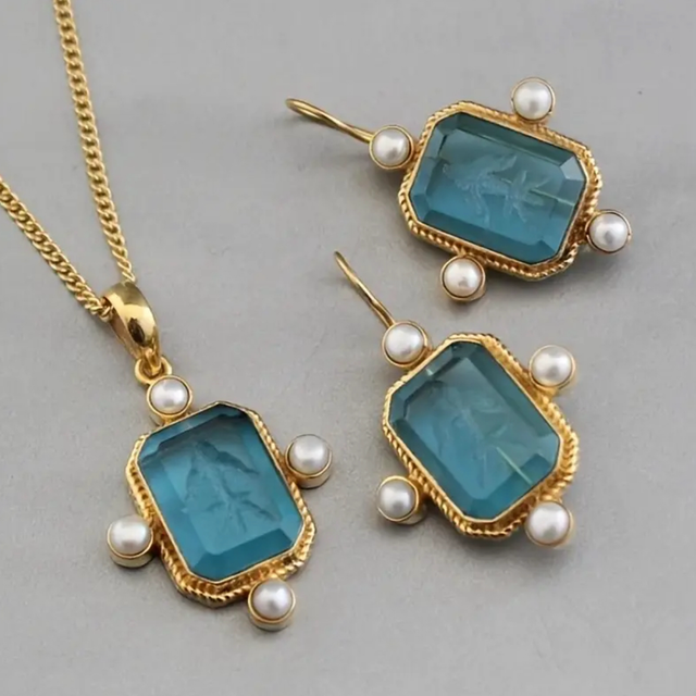 Bohemian vintage blue set