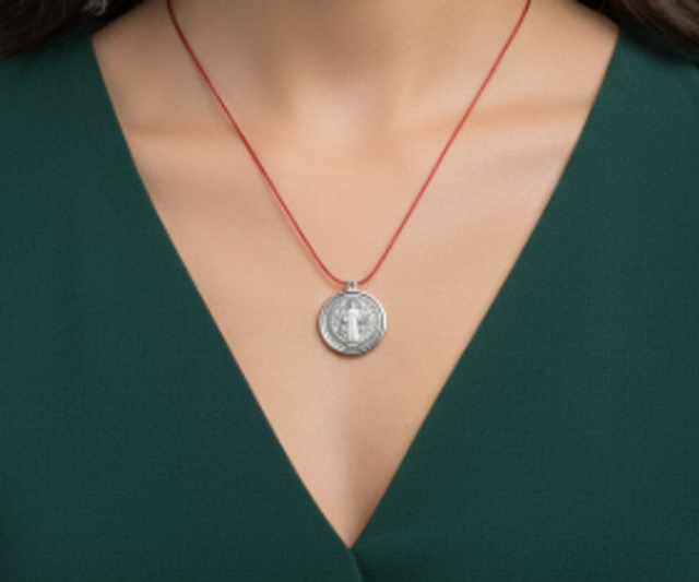 Medalla de San Benito – Metal Baño Plata 16 mm