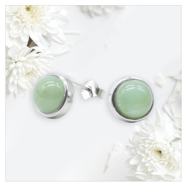 "Jade" - Boucles d'oreilles argent 925 ronde