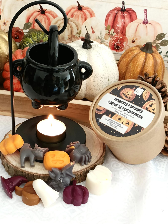 Ensemble brûle parfum chaudron et fondants parfumés halloween 