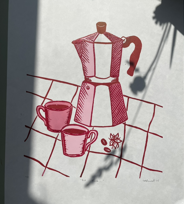 But First… pink and red on HoSho paper