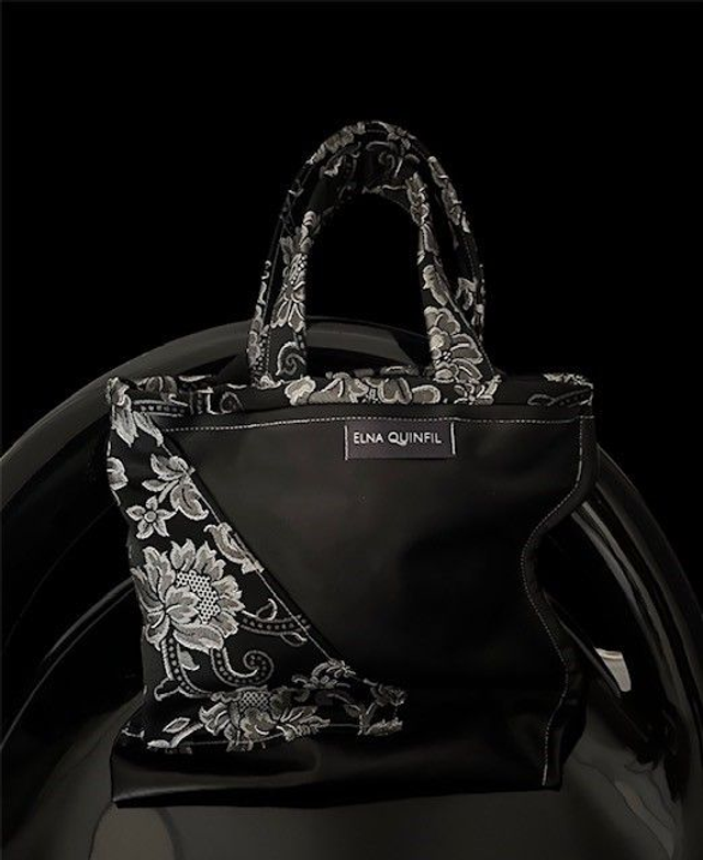 Sac à main &quot;Elna QUINFIL&quot; noir plat semi rigide côté arrondi