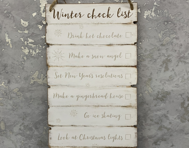 Winter checklist sign 