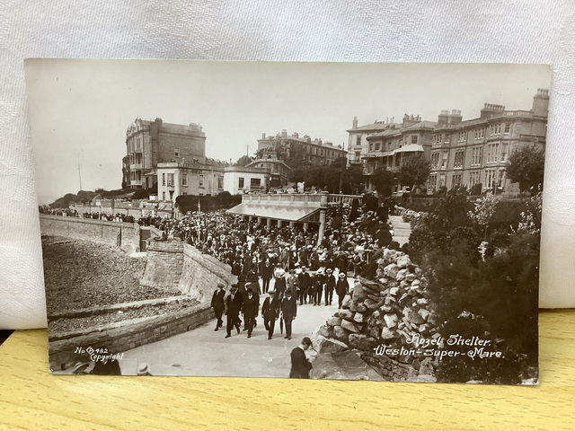 Weston-Super-Mare, Rozel Shelter, Somerset, Posted 1915 unbranded postcard. Our Ref No. R702 £2.50