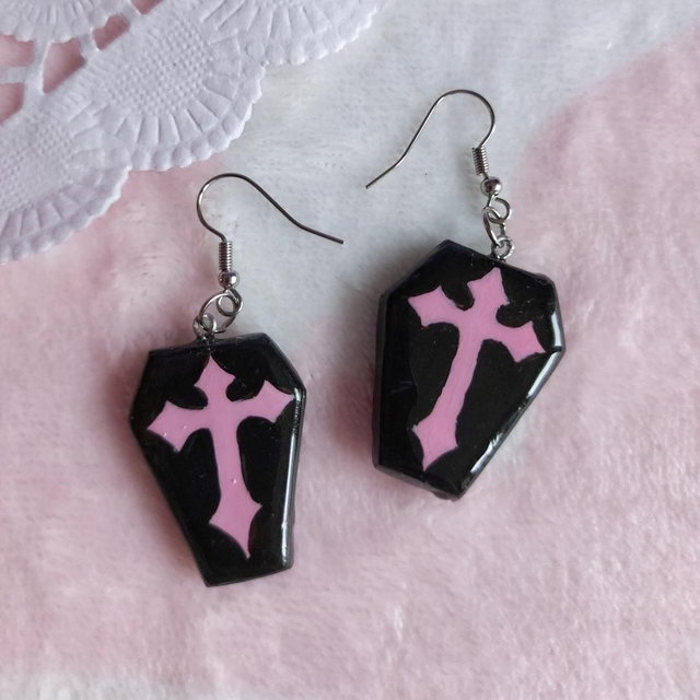 Boucles d'oreilles cercueil (rose)