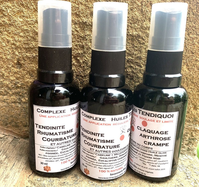 Complexe huiles Tendiquoi : Tendinites, claquages, rhumatismes, arthrose, courbatures, tensions / spray 30 ml