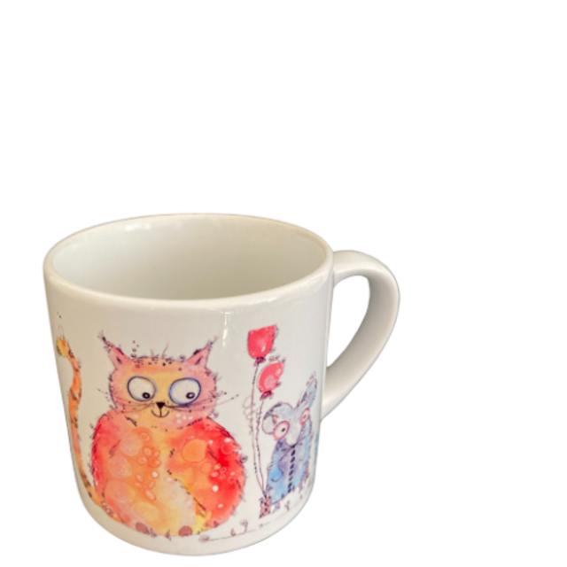 Keramiktasse "Katze mit Maus"