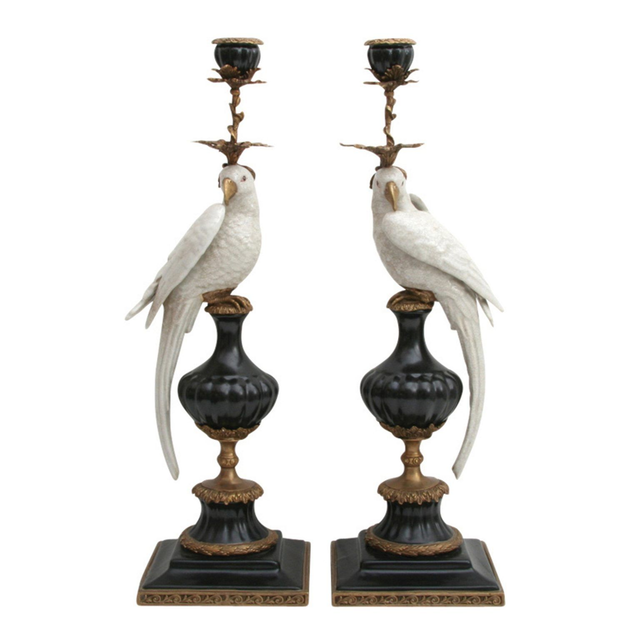 Couple de perruches en porcelaine
