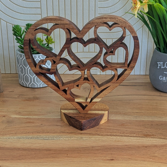 Coeur coeurs en acacia