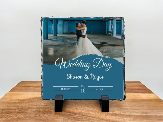 Personalised Slate Tile - Custom Rock Slate - Wedding Day