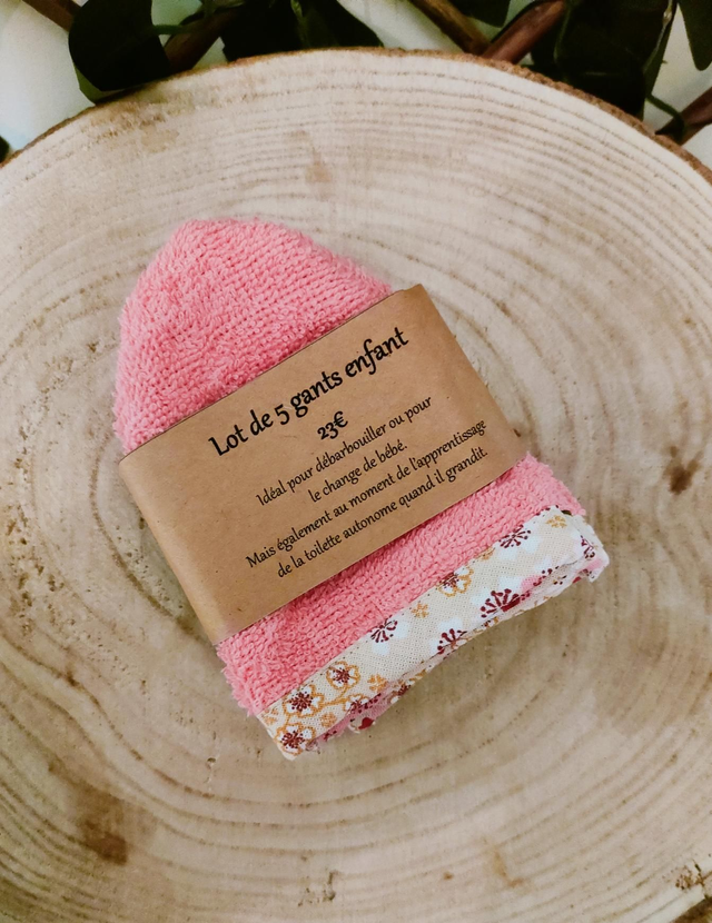 Lot de 5 demi gants rose bonbon 