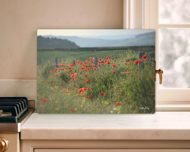"Poppies at High Bradfield" Glass Worktop Saver  