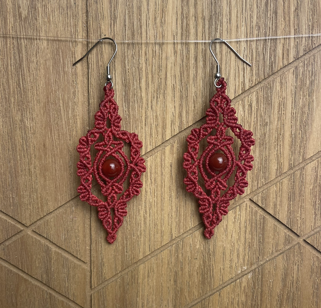 Boucle d'oreille macramé - Cornaline