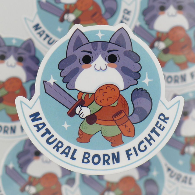 Single Sticker - Dungeon Kitten Classes - Fighter - ca. 7x7 cm  