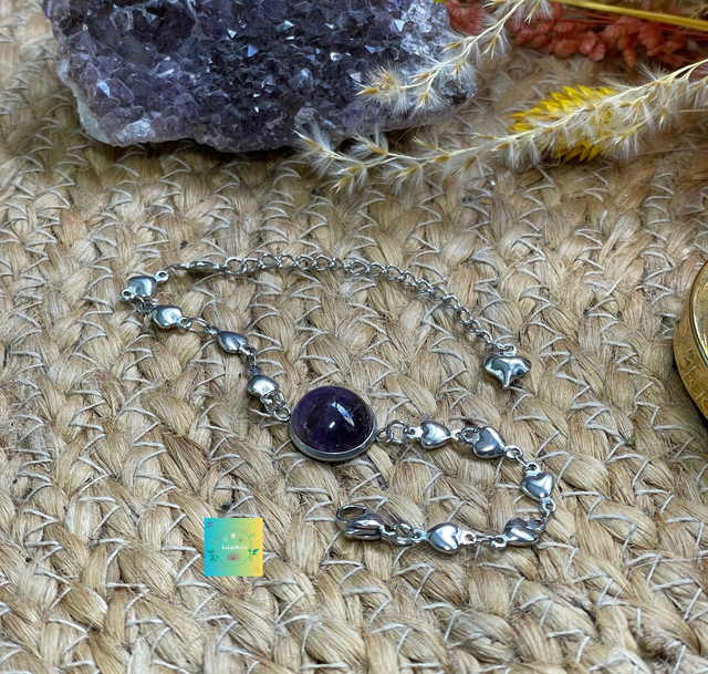 🧚♀️🧘♀️Bracelet en Améthyste Coeur