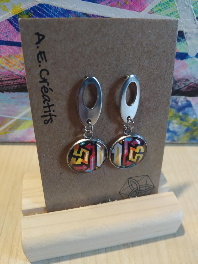Boucles D&#039;oreilles Cabochons Couleurs Forme 