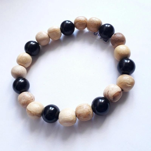 Obsidian and Palo Santo Aromatherapy Bracelet 