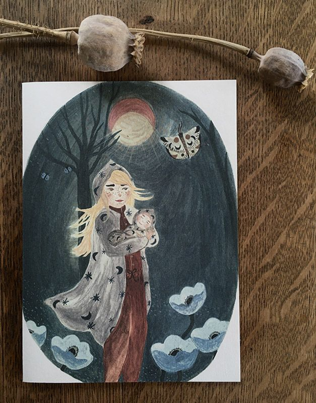 Moonrise walk | folded card