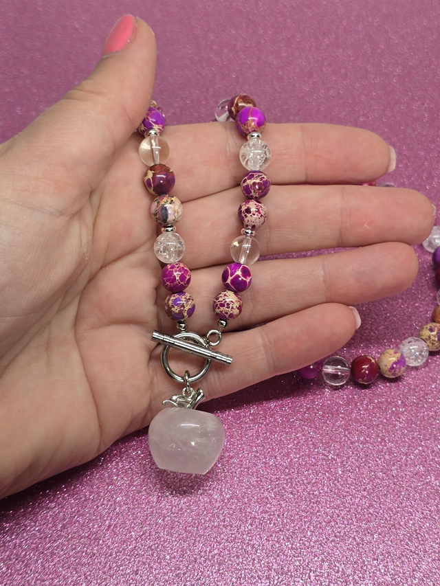 Collier en Jaspe impérial chauffé rose en 0,8 cm