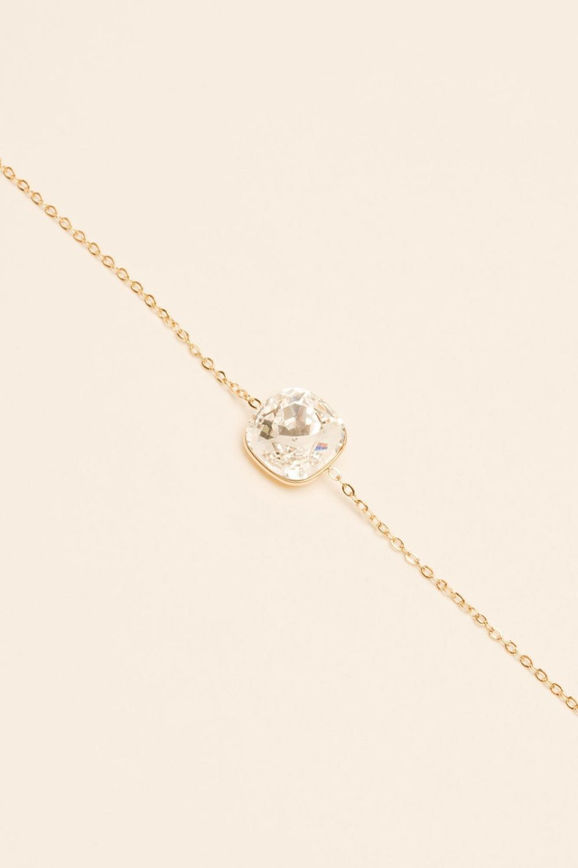 Bracelet Swarovski doré, pierre cristal