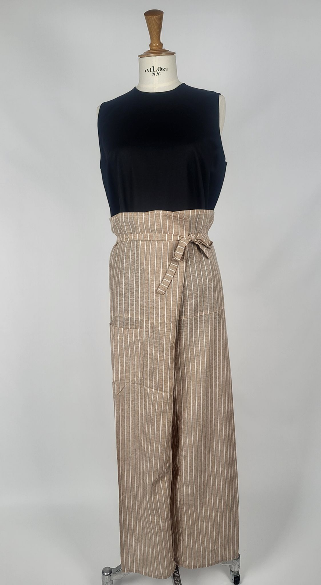 LINEN PINSTRIPE PATTERN TROUSERS