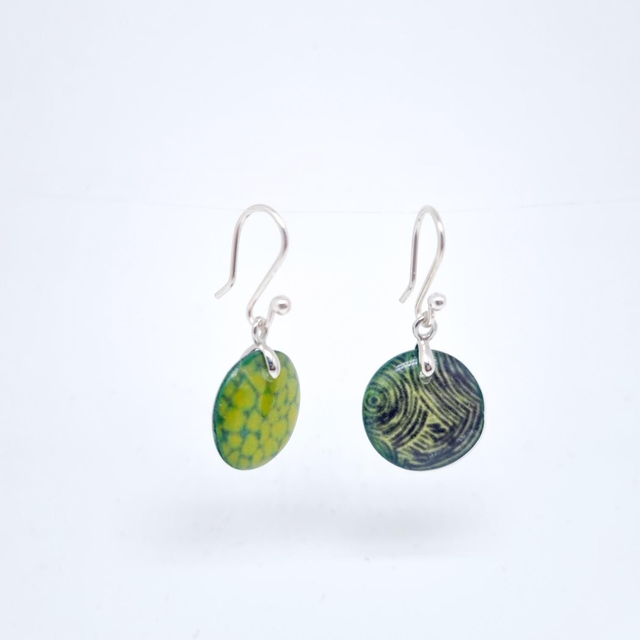 Boucles d&#039;oreilles vert rondes PM