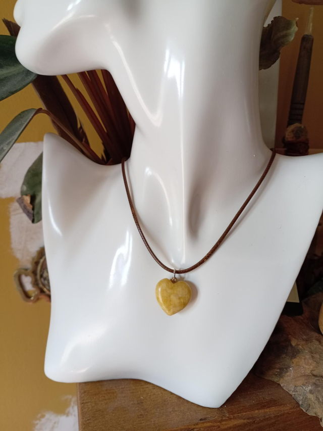 Yellow Calcite Heart Crystal Necklace