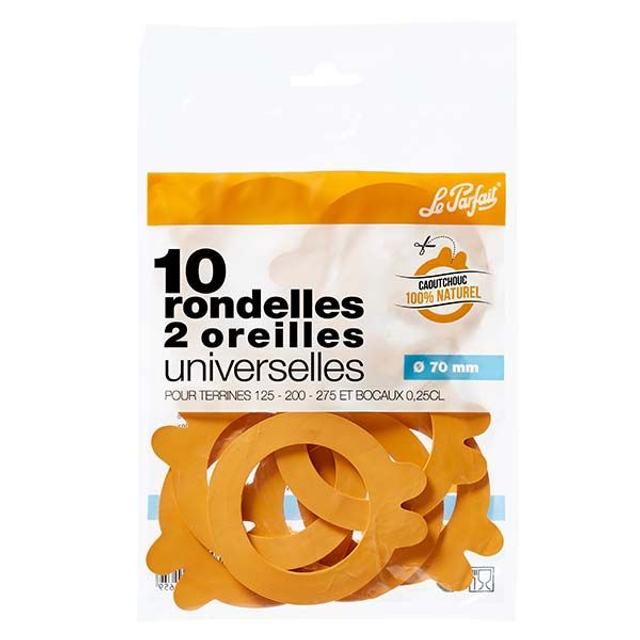 Rondelles / joints pour bocaux et terrines &quot;Super&quot; ⌀ 70 mm – 2 oreilles – Le Parfait