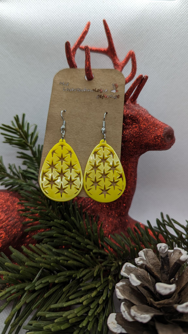 Ohrringe Acryl Ei Sterne gelb