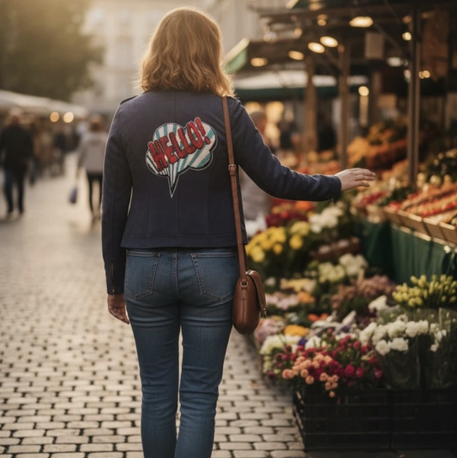 Blouson perfecto bleu customisé 34/36 soldé 