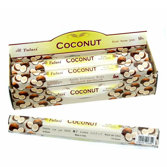 Caja GRANDE  6 uni. Incienso Tulasi Coconut