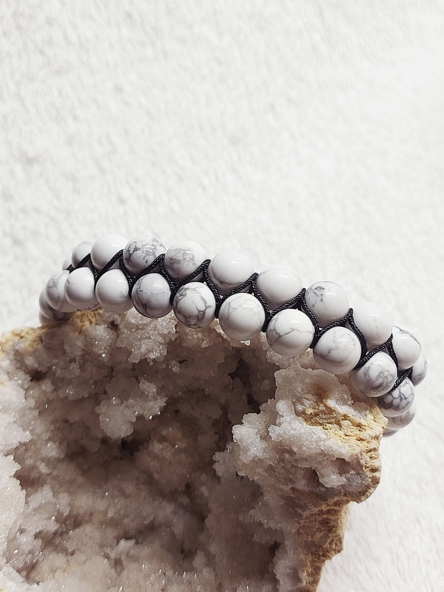 bracelet double en Howlite blanche