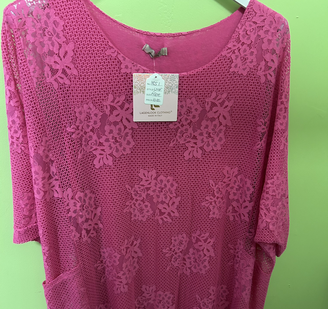 LMF - Shocking Pink Crochet Style Top with Pockets - Free Size - 1851