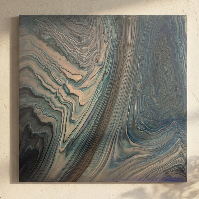 Hand Poured Acrylic Abstract Painting - 16x16 inch - POPOLS101