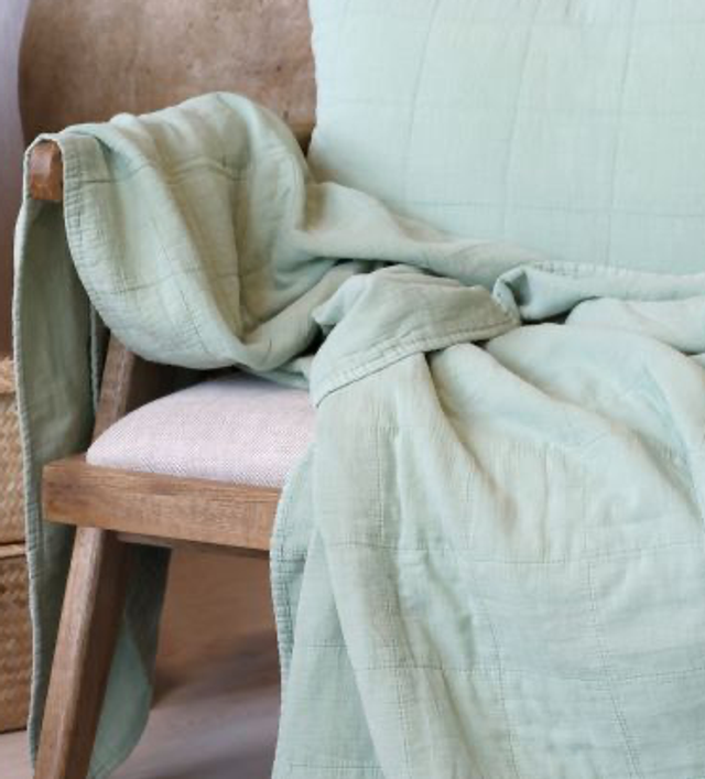 Green Cotton Quilt 180x130cm