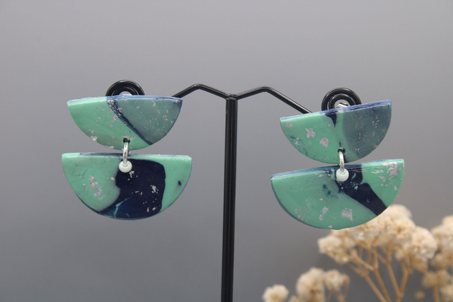 half-moon︱navy, turquoise + metallic silver