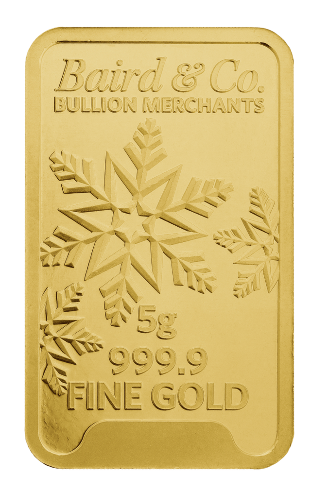 5gr MINTED Gold Christmas Bar .9999 Fine
