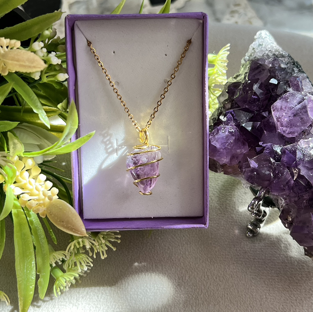 Collana in Ametista grezzo , prov : Uruguay 🇺🇾 , acciaio inox 