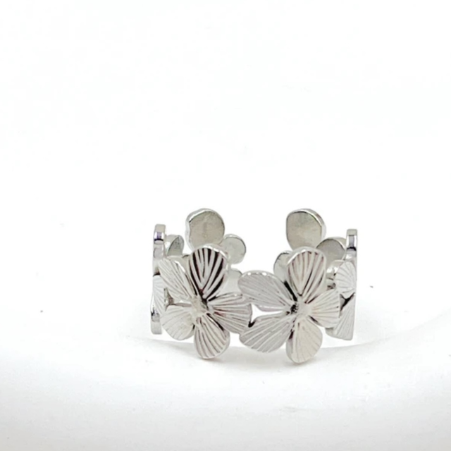 Bague florale argent