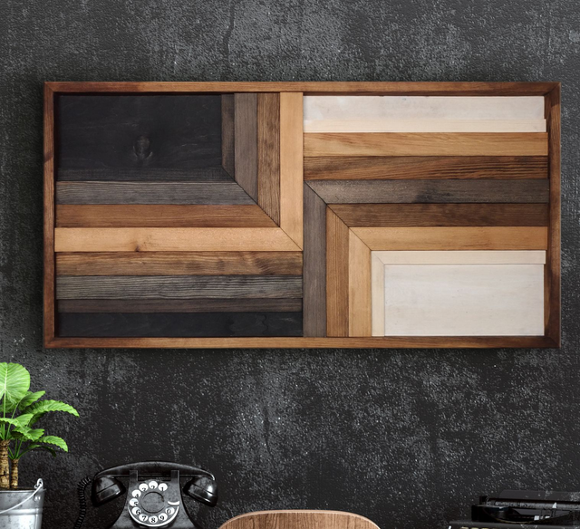 Drewniany Obraz Geometryczny 3D