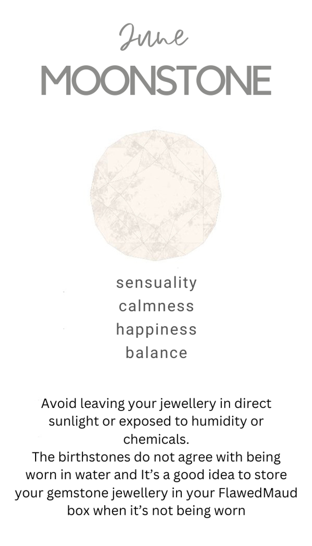 June - Moonstone - birthstone necklace - raw & topped with sterling silver